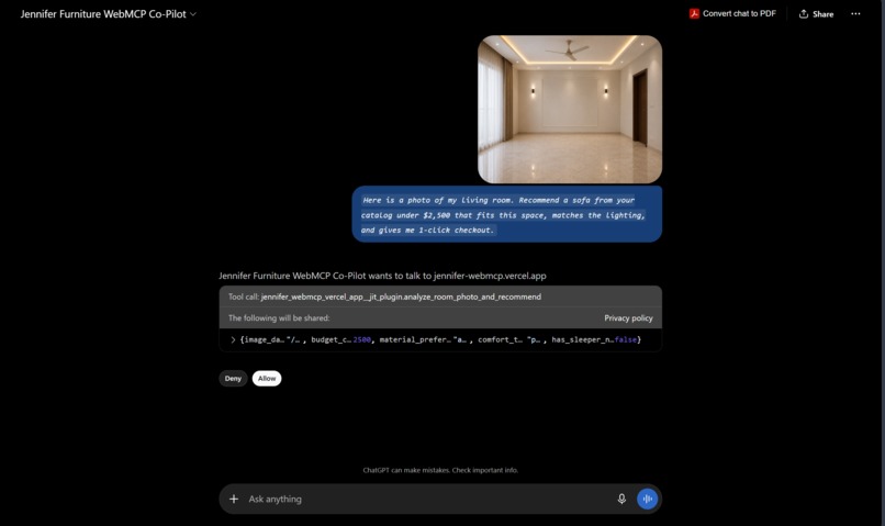Jennifer WebMCP: Multimodal Agentic Interior Designer – screenshot 2
