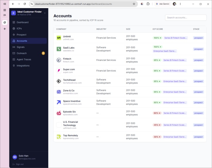 Ideal Customer Finder: AI GTM sales agent powered by SerpApi – screenshot 5