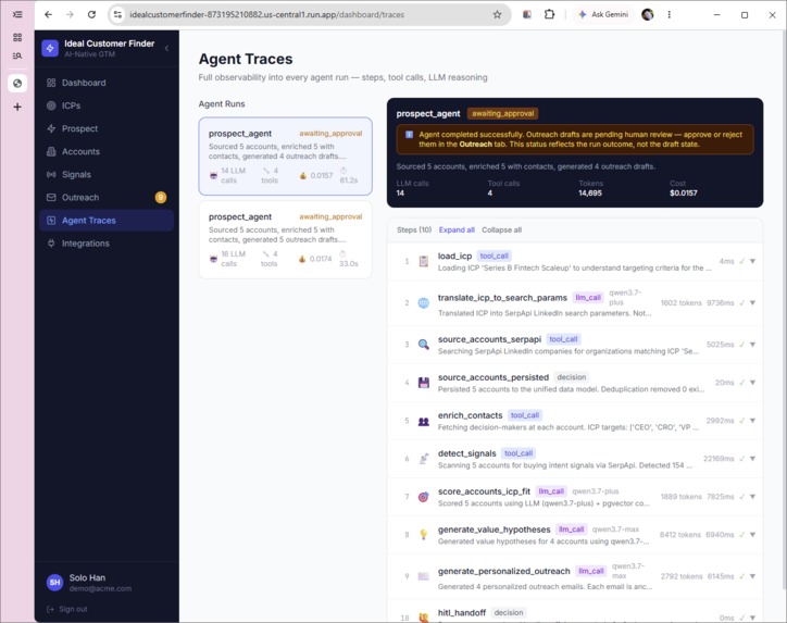Ideal Customer Finder: AI GTM sales agent powered by SerpApi – screenshot 8