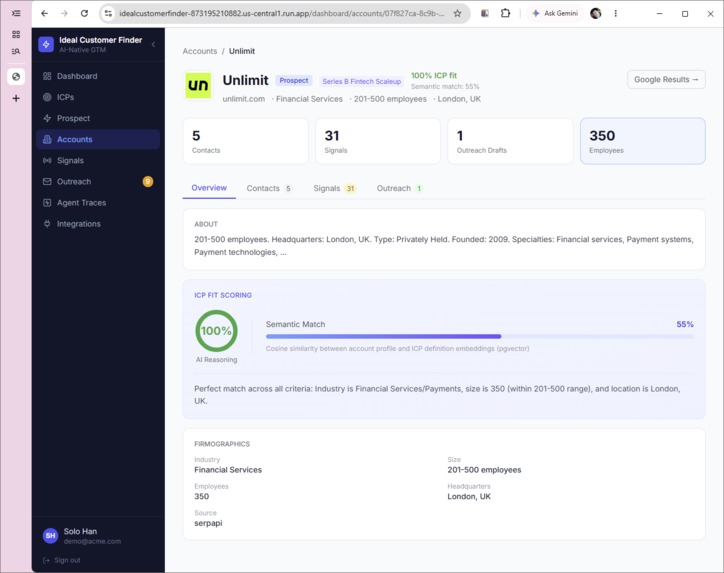 Ideal Customer Finder: AI GTM sales agent powered by SerpApi – screenshot 9