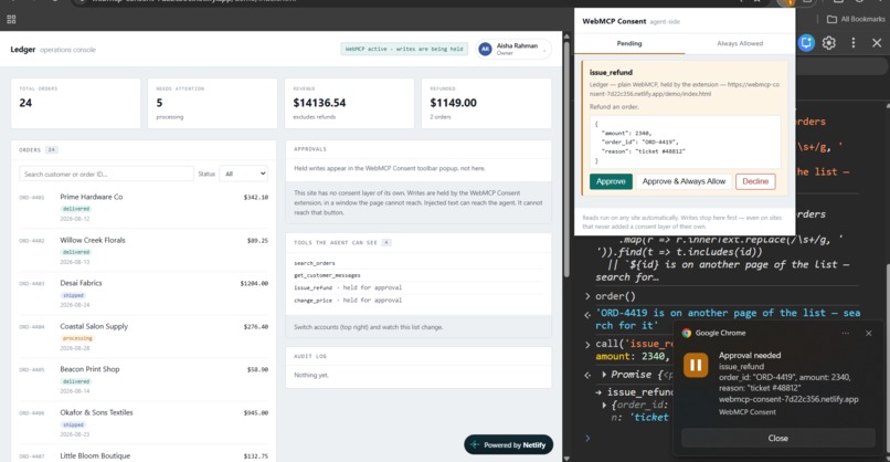 Web MCP Consent – screenshot 1
