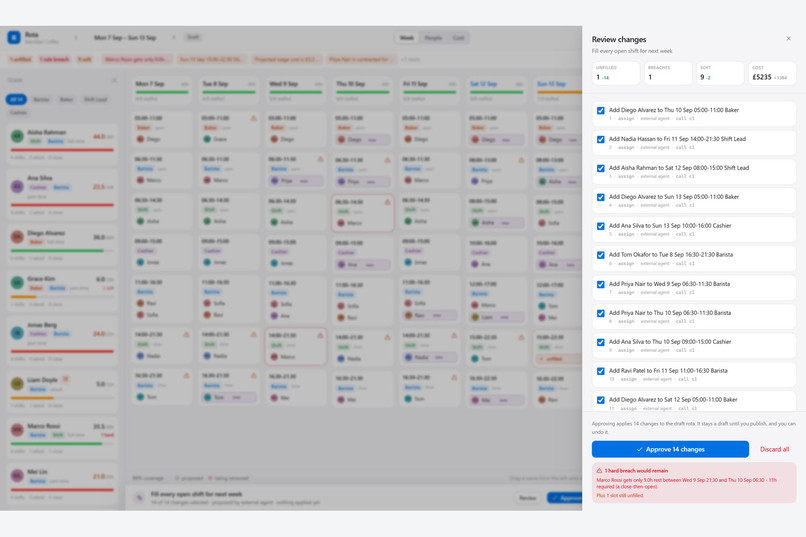 Rota: the agent proposes, you approve – screenshot 4