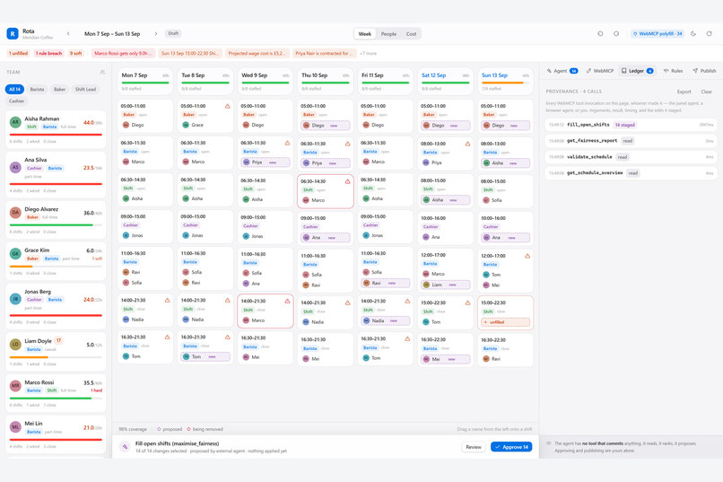 Rota: the agent proposes, you approve – screenshot 6