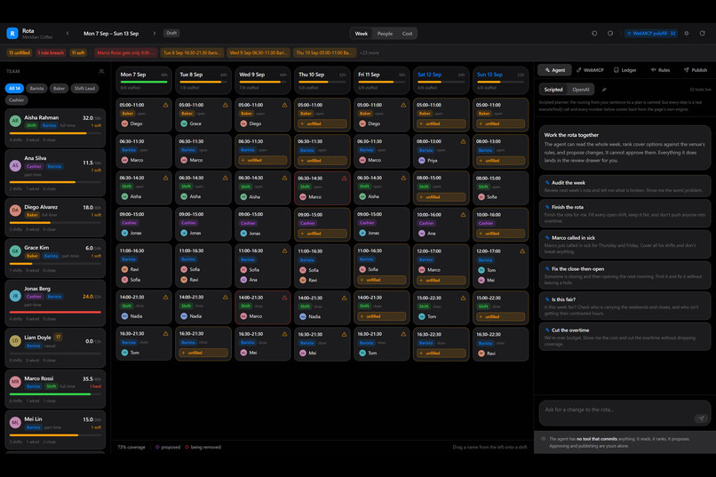 Rota: the agent proposes, you approve – screenshot 9