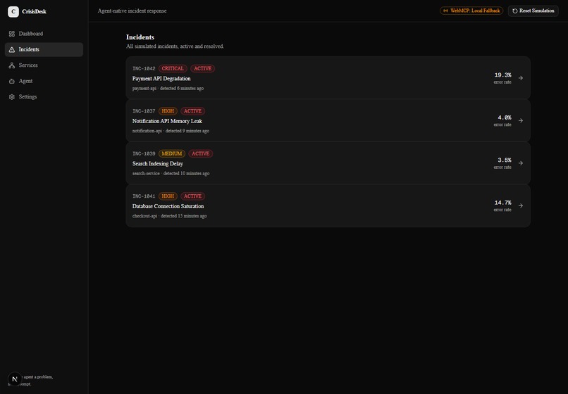 CrisisDesk — Agent-Native Incident Response – screenshot 3