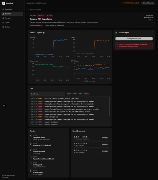 CrisisDesk — Agent-Native Incident Response – screenshot 8