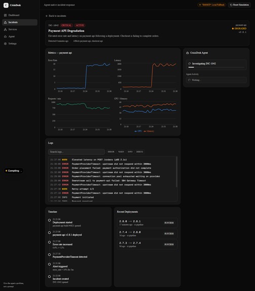 CrisisDesk — Agent-Native Incident Response – screenshot 9
