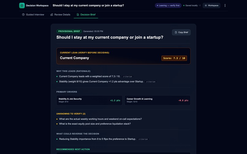 Decision Workspace – screenshot 4