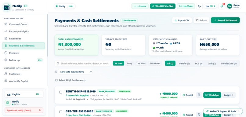 Netify — Agent-Native Recovery & Business Memory for SMEs – screenshot 7