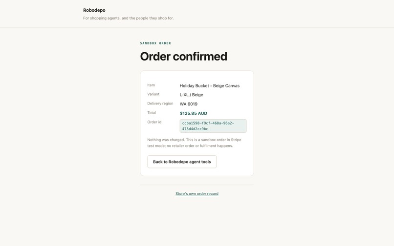 Robodepo: Checkout for Shopping Agents – screenshot 1