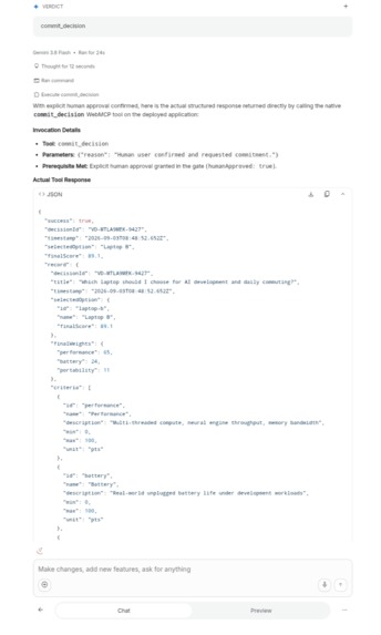 VERDICT — AI Decision Engine for WebMCP – screenshot 4