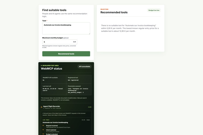 Clever Mango's "AI Tool Scout"    (cleverkitools.com) – screenshot 4