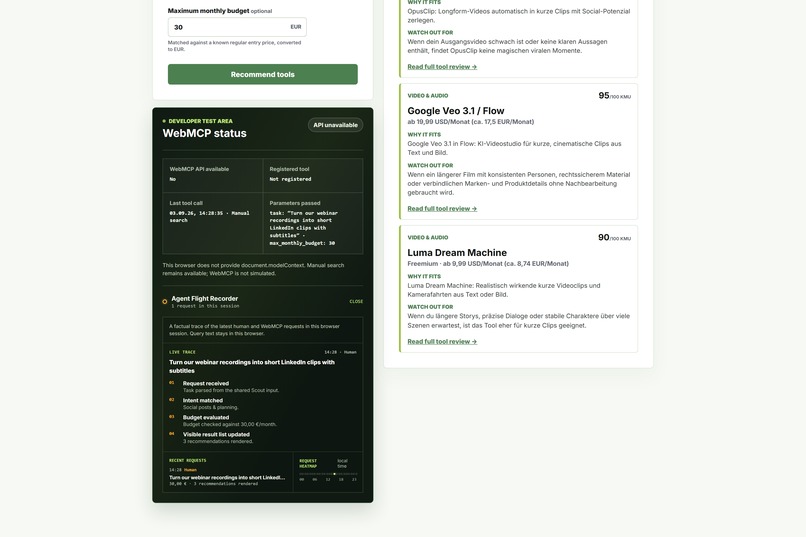 Clever Mango's "AI Tool Scout"    (cleverkitools.com) – screenshot 5