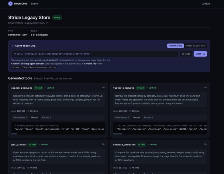 WebMCPify – screenshot 2