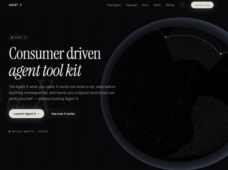 AGENT X  - Consumer driven agent tool kit – screenshot 1