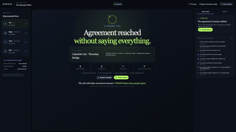 UNSAID — Private Context, Shared Agreement – screenshot 2