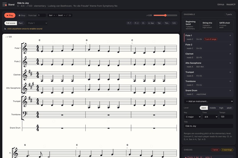 Stand: an arranging studio your agent writes in – screenshot 1