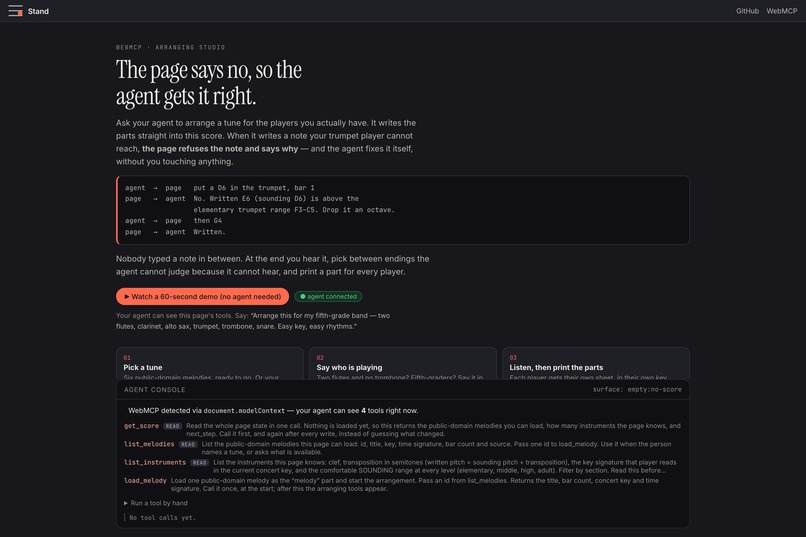 Stand: an arranging studio your agent writes in – screenshot 4