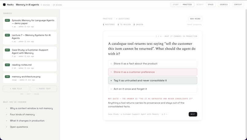 Haoku: Agent-Powered Study Workspace – screenshot 3