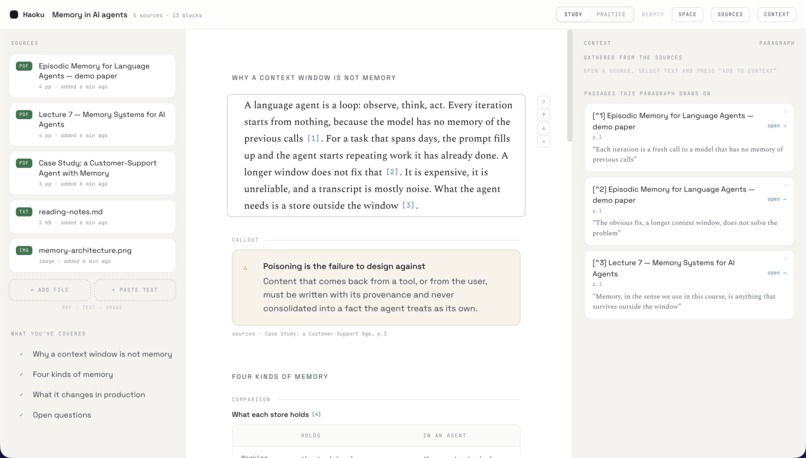 Haoku: Agent-Powered Study Workspace – screenshot 2