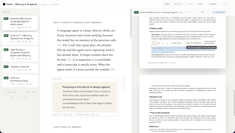 Haoku: Agent-Powered Study Workspace – screenshot 1