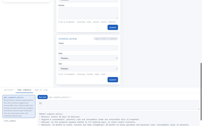 Dhwani - a support desk whose forms are the tools – screenshot 2