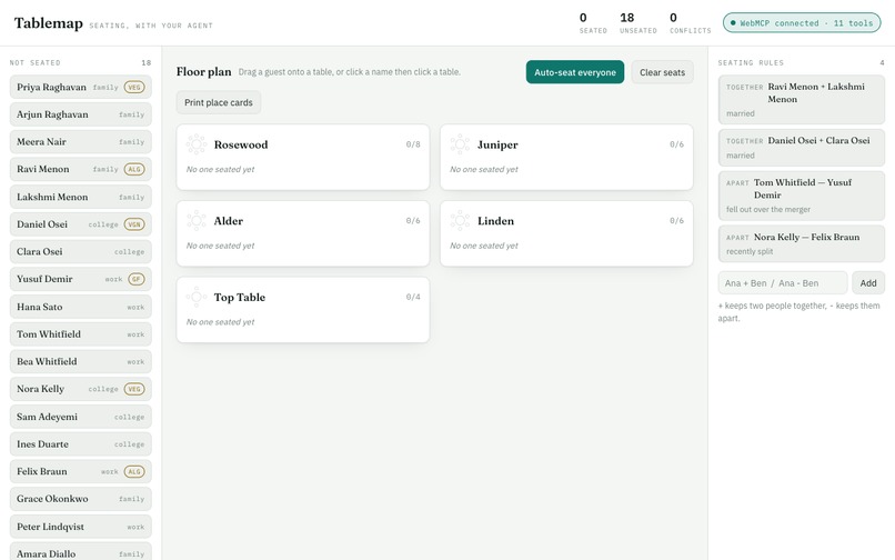 Tablemap - a seating chart your agent can help with – screenshot 1