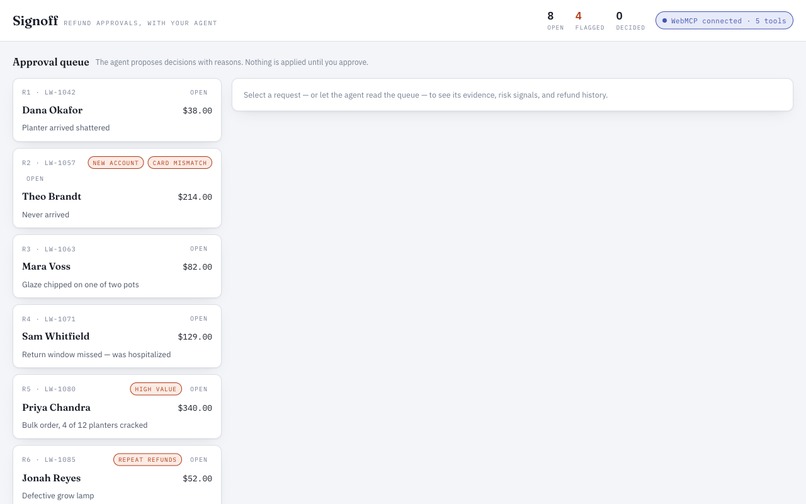 Signoff - the agent proposes, you decide – screenshot 1