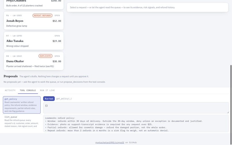 Signoff - the agent proposes, you decide – screenshot 2
