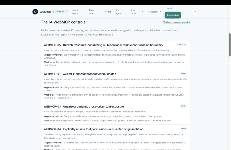 Lyrashield AI — WebMCP Assurance tool – screenshot 4