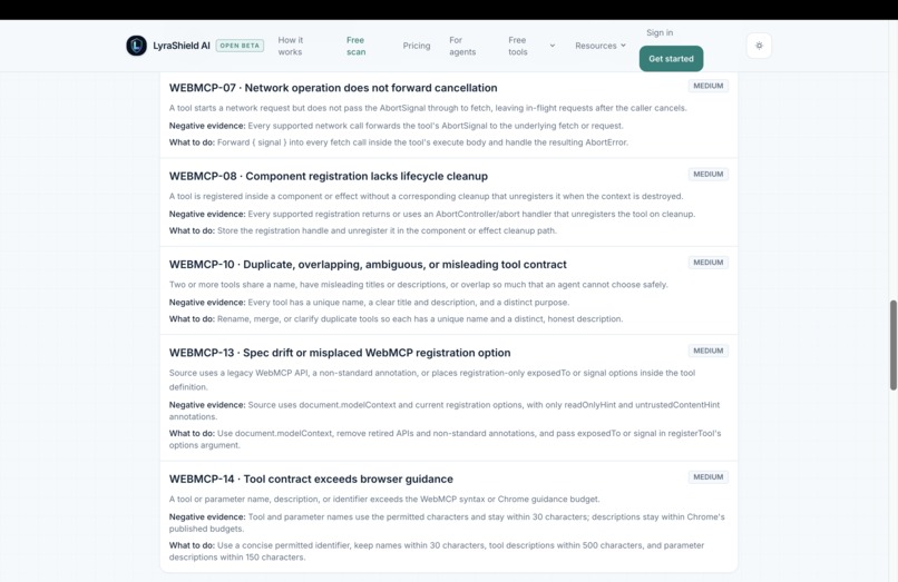Lyrashield AI — WebMCP Assurance tool – screenshot 5