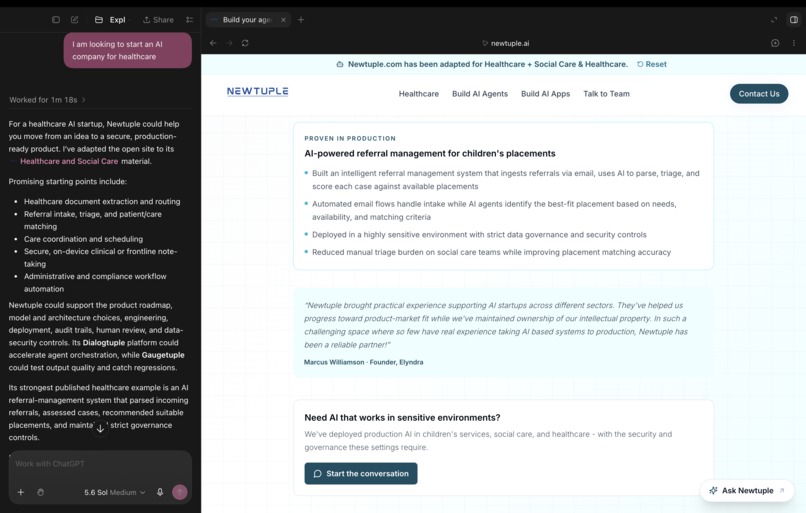 Composable AI consulting using WebMCP – screenshot 1