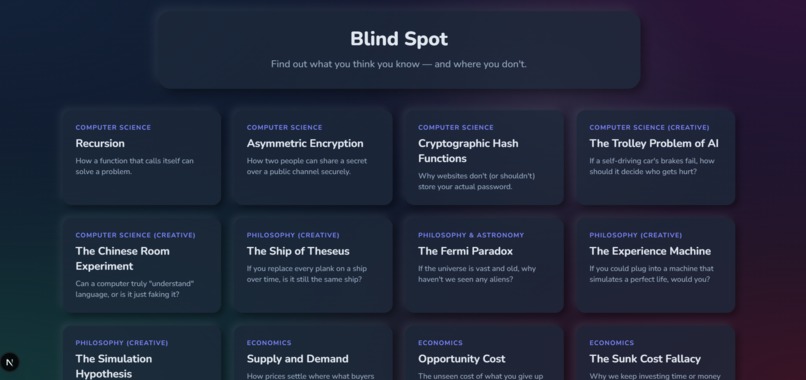 Blind Spot: AI Learning & Competence Calibrator  – screenshot 1