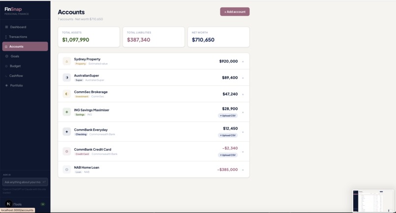 FinSnap - Your finances, agent-ready – screenshot 3
