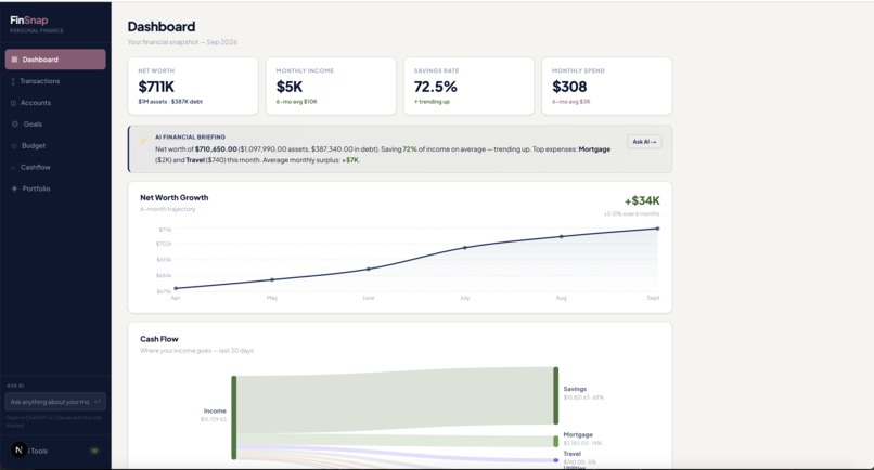 FinSnap - Your finances, agent-ready – screenshot 1