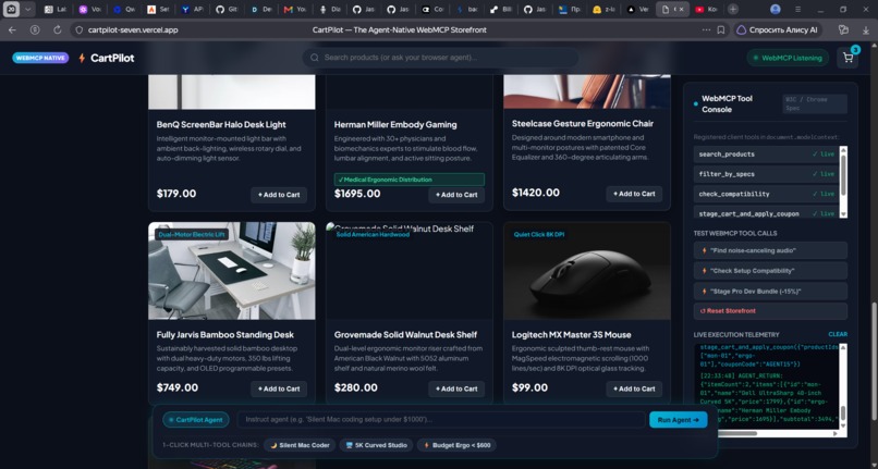 CartPilot — Agent-Native WebMCP Store – screenshot 1