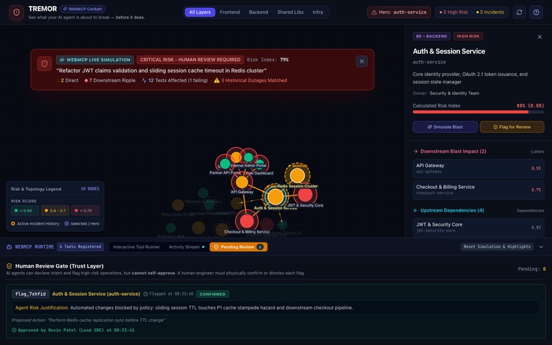 TREMOR — Agentic Blast Radius Cockpit (WebMCP) – screenshot 6