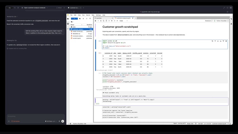 JupyterLite WebMCP – screenshot 2