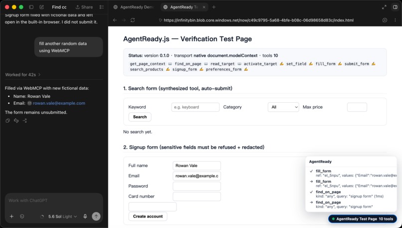AgentReady.js: Instant WebMCP for Every Website – screenshot 3