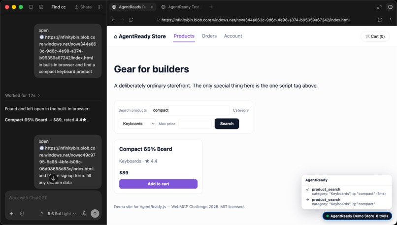 AgentReady.js: Instant WebMCP for Every Website – screenshot 4