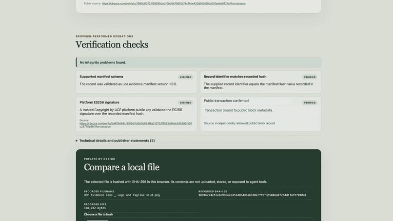 UCE Evidence Lens – screenshot 3