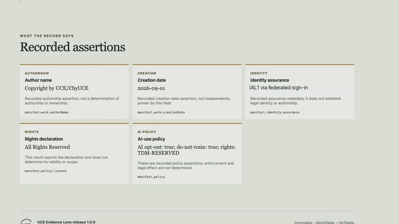 UCE Evidence Lens – screenshot 5