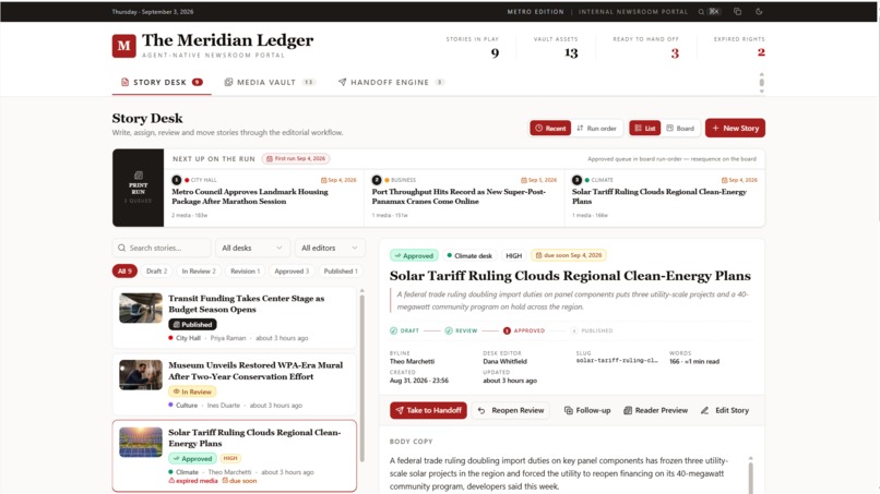 Agent-Native Newsroom Portal – screenshot 1