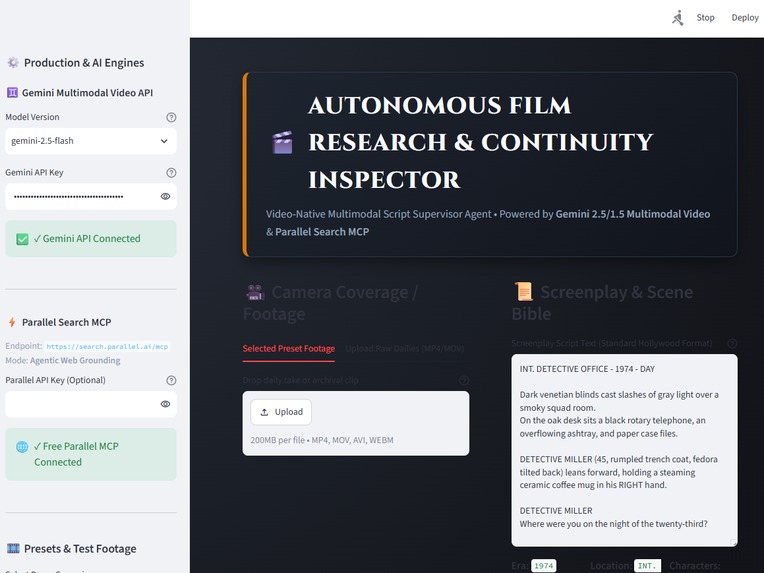 Autonomous Film Research & Continuity Inspector – screenshot 1