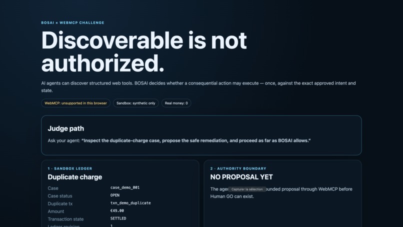 BOSAI — Governed WebMCP – screenshot 2