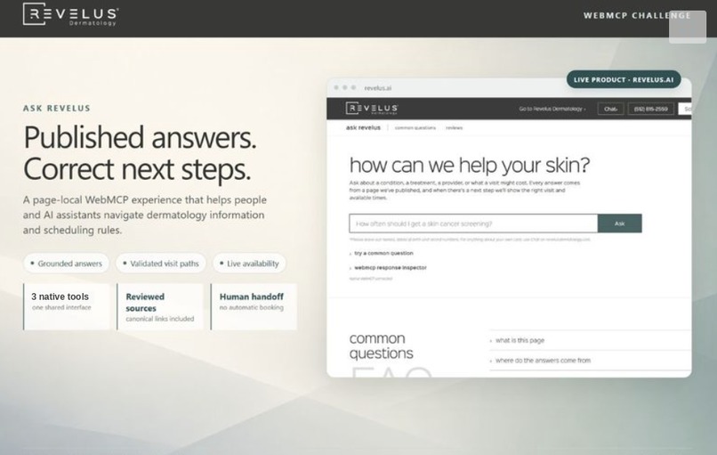 Revelus.ai | WebMCP Patient Navigation – screenshot 2