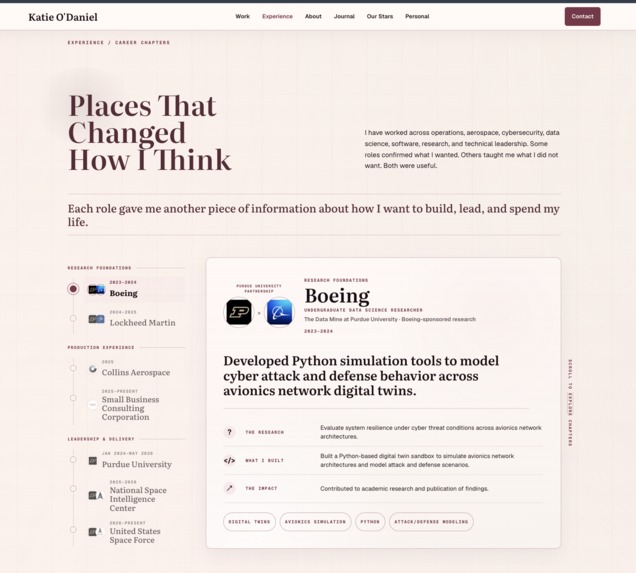 Katie O’Daniel's Personal Website – screenshot 2