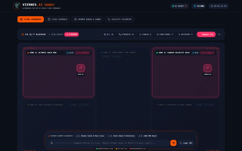 Viernes — Autonomous Gym ERP & Visual Floor Commander – screenshot 2