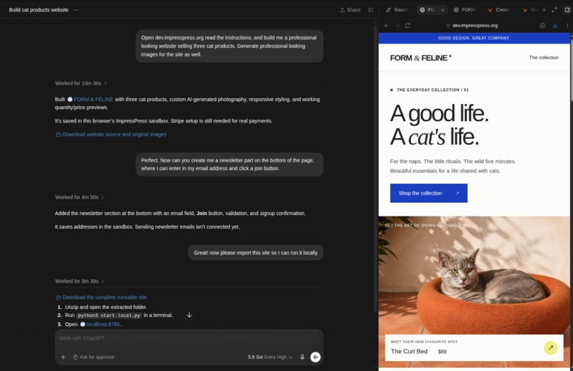 ImpressPress Dev Sandbox (dev.impresspress.org) – screenshot 1