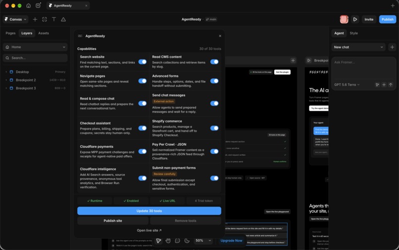 AgentReady — WebMCP Builder for Framer – screenshot 6
